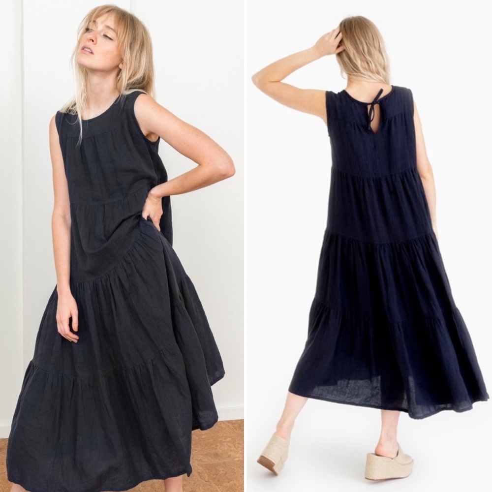 NWOT Tribe Alive Tiered Maxi Dress Ink Black Small - Picture 1 of 8
